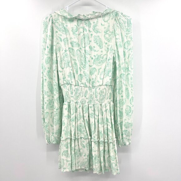 House of Harlow 1960 Aqua Blue Paisley Long Sleeve Dress Women's Size XS - Picture 6 of 6